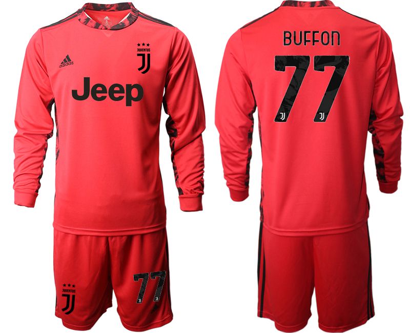 Men 2020-2021 club Juventus FC red goalkeeper long sleeve #77 Soccer Jerseys